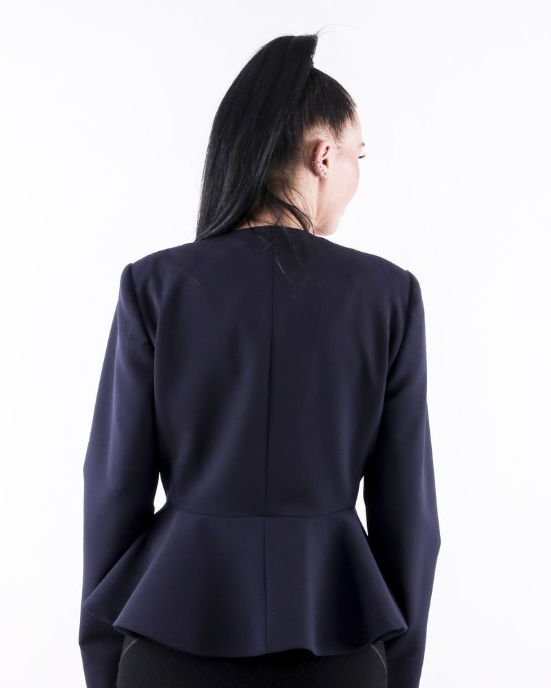 Veste en laine bleue à péplum Stella McCartney 