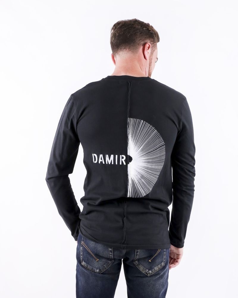 T shirt asymétrique noir à logo Damir Doma 