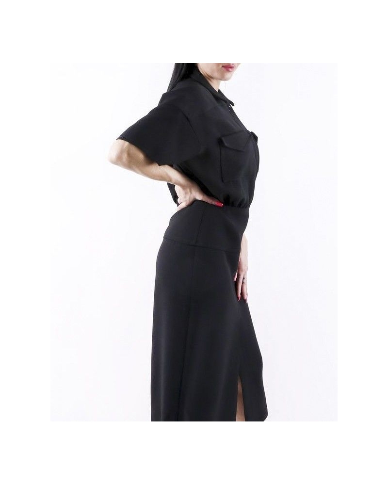 Robe tailleur en laine noir à poche cargo Courrèges 