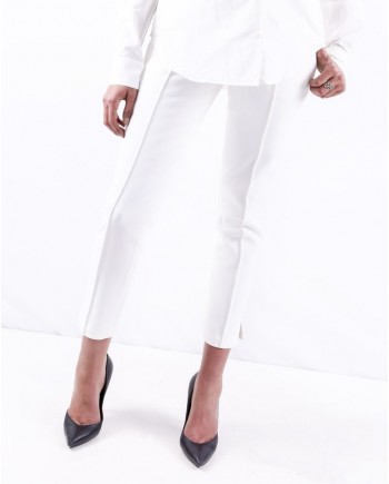 Pantalon fuseau en crêpe blanche Misha 