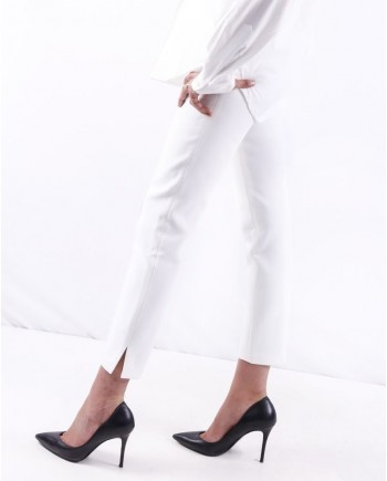 Pantalon fuseau en crêpe blanche Misha 