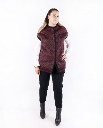 Blouson long en mohair bordeaux à motif animal She's so 