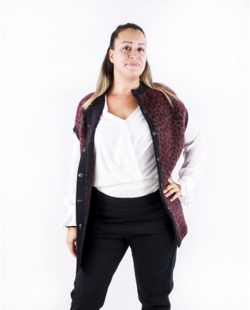 Blouson long en mohair bordeaux à motif animal She's so 