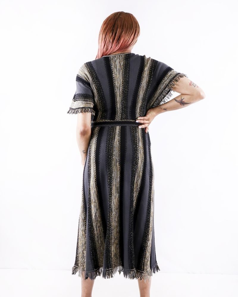 Robe chauve souris en laine grise rayé Missoni 