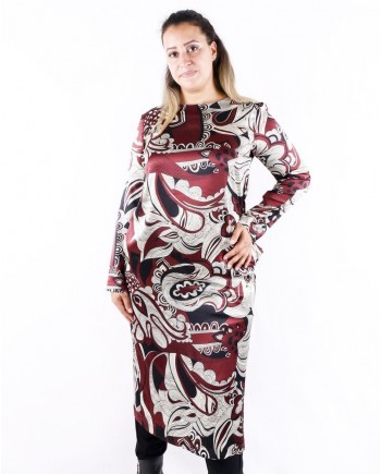 Robe en soie bordeaux à imprimé floral Momoni 