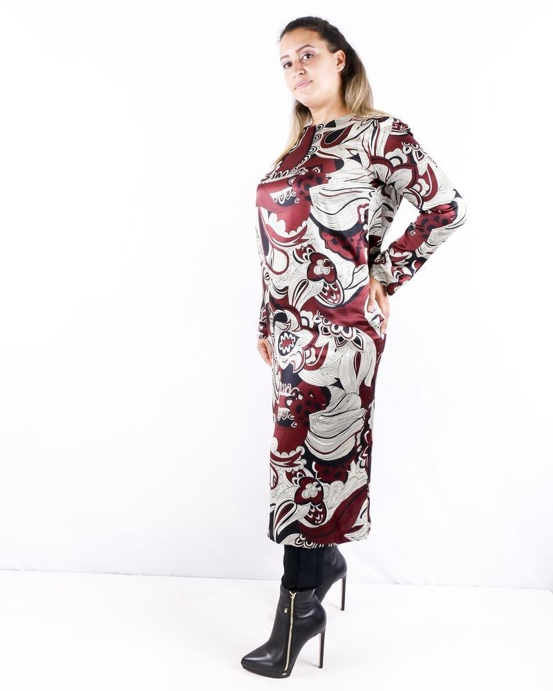 Robe en soie bordeaux à imprimé floral Momoni 