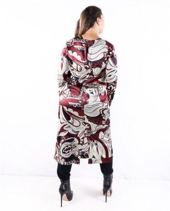 Robe en soie bordeaux à imprimé floral Momoni 