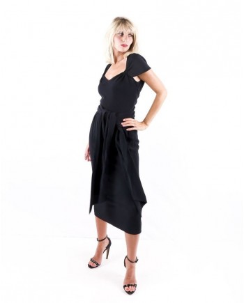 Robe en crêpe noire à nouer Stella McCartney 