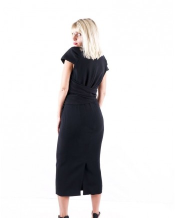 Robe en crêpe noire à nouer Stella McCartney 