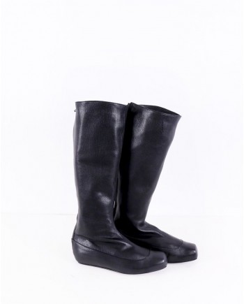 Bottes en cuir irisé noir Lanvin 