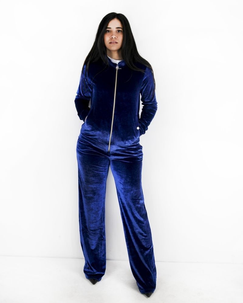 Veste de jogging en velours bleu Versace 