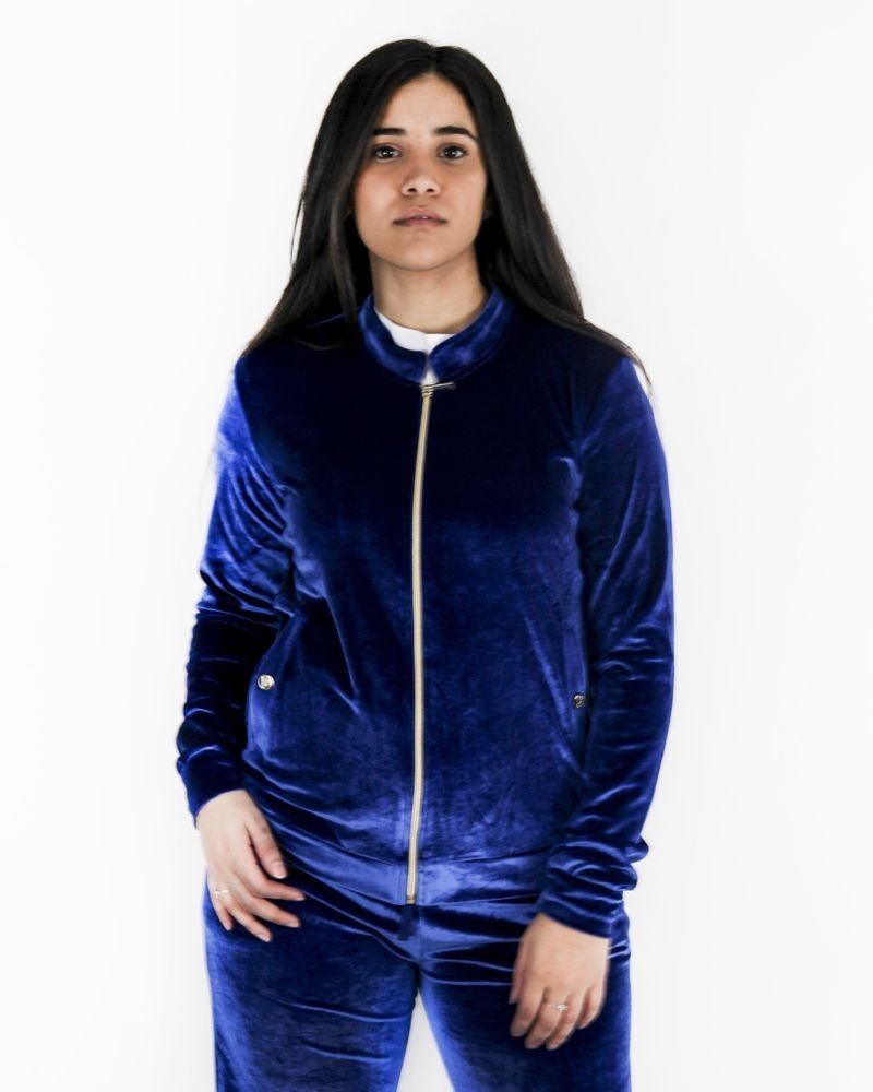 Veste de jogging en velours bleu Versace 