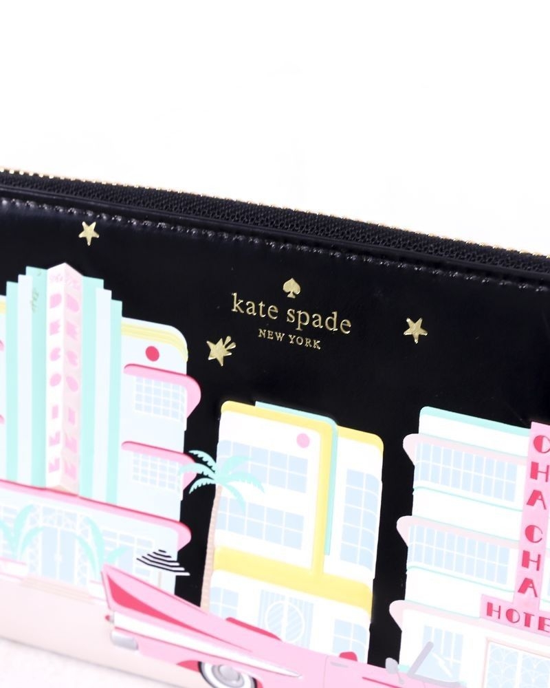 Portefeuille noir à motif fantaisie Kate Spade 