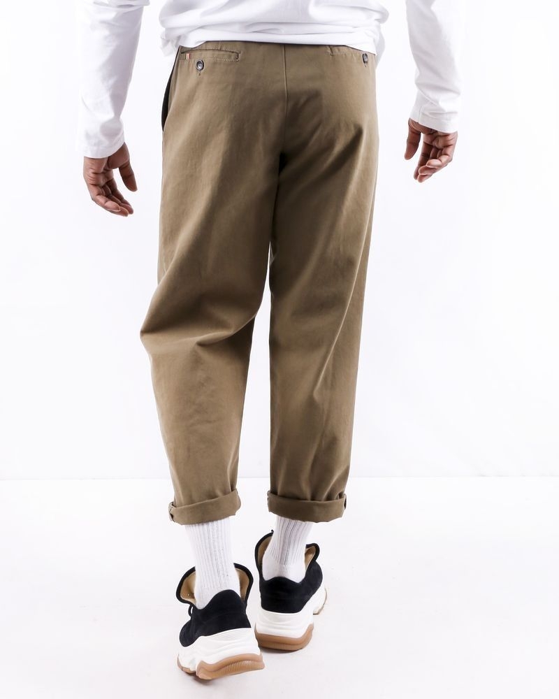 Pantalon carotte en coton taupe Low Brand 