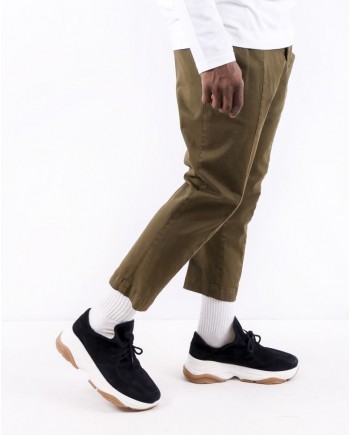 Pantalon carotte en coton kaki Low Brand 