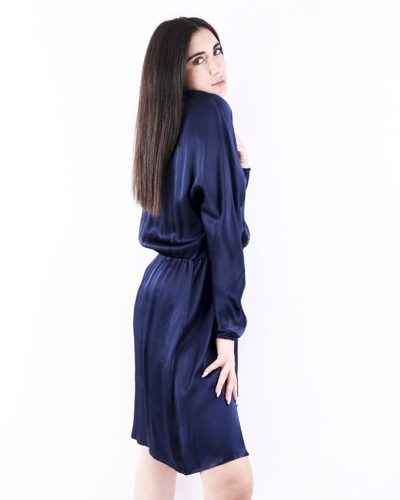 Robe empire en satin clouté bleu SVNTY 