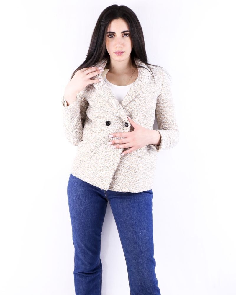 Veste en tweed lamé beige Momoni 