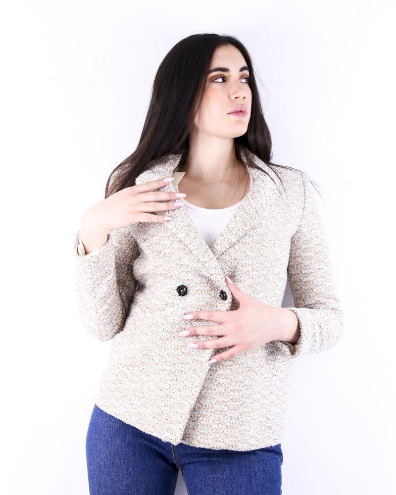 Veste en tweed lamé beige Momoni 