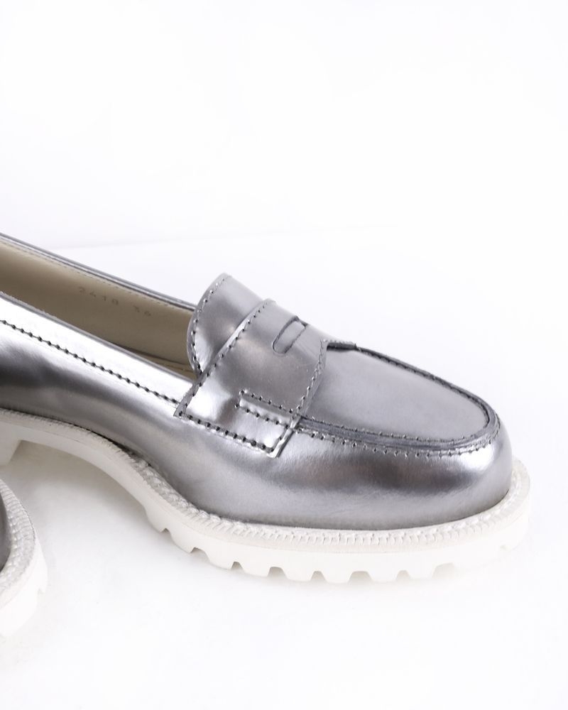 Mocassins en cuir argent Antonio Barbato 