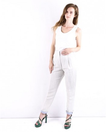 Pantalon en laine gris côtelé délavé Forte Forte 