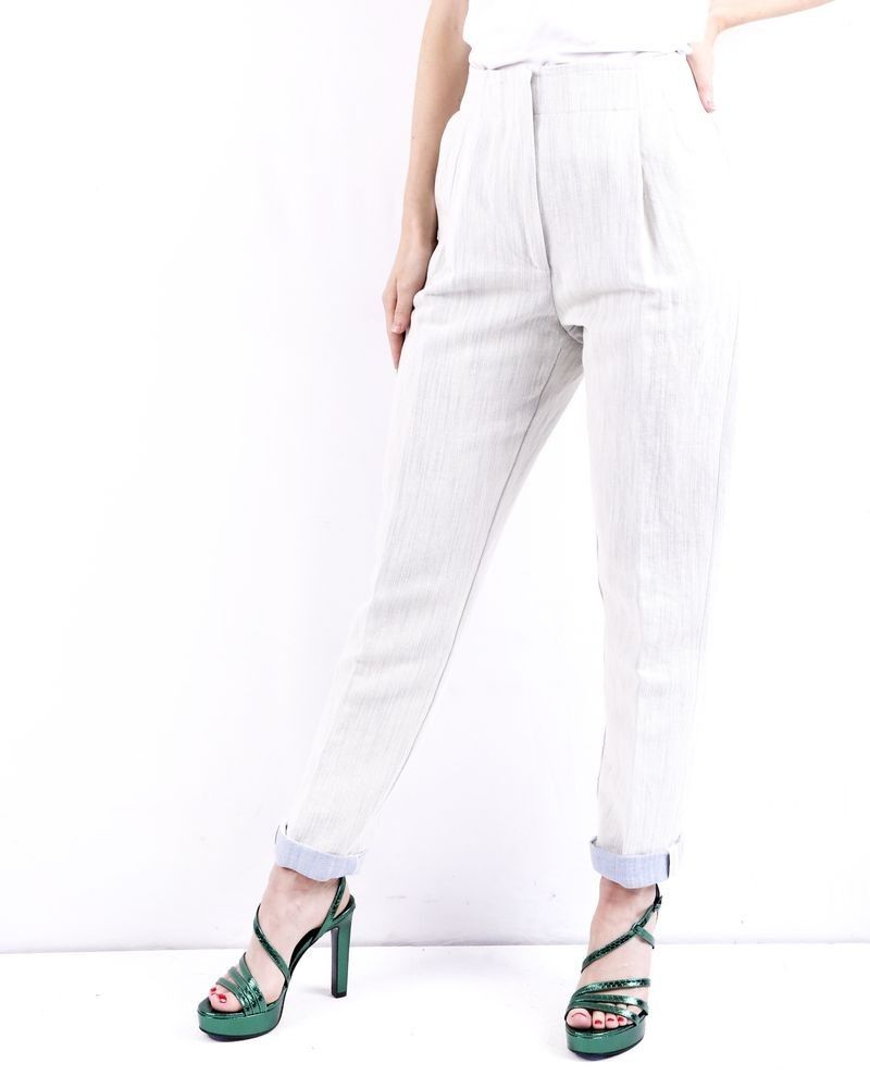 Pantalon en laine gris côtelé délavé Forte Forte 