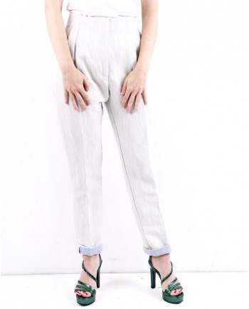 Pantalon en laine gris côtelé délavé Forte Forte 