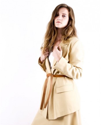 Veste en crêpe beige ceinturée Forte Forte 