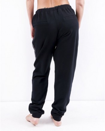 Pantalon jogging en coton noir à bandes latérales Jijil 