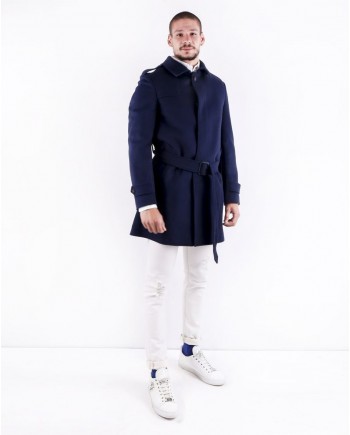 Manteau cintré en laine bleu Ly Adams 