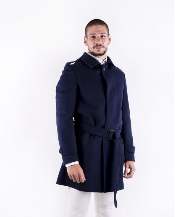 Manteau cintré en laine bleu Ly Adams 