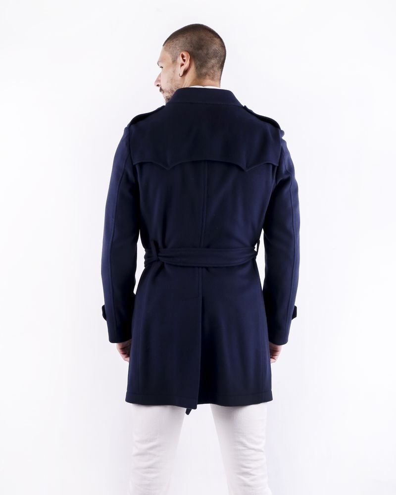 Manteau cintré en laine bleu Ly Adams 