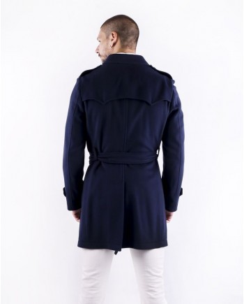 Manteau cintré en laine bleu Ly Adams 