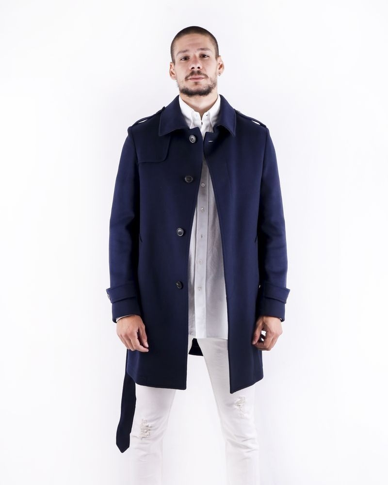 Manteau cintré en laine bleu Ly Adams 