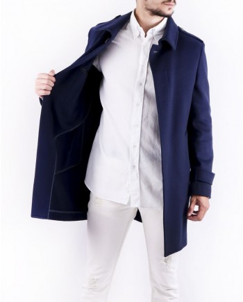 Manteau cintré en laine bleu Ly Adams 