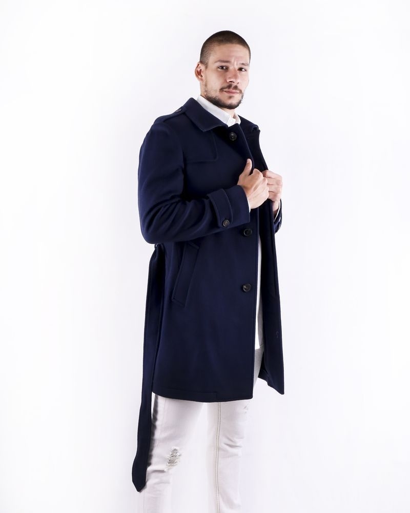 Manteau cintré en laine bleu Ly Adams 