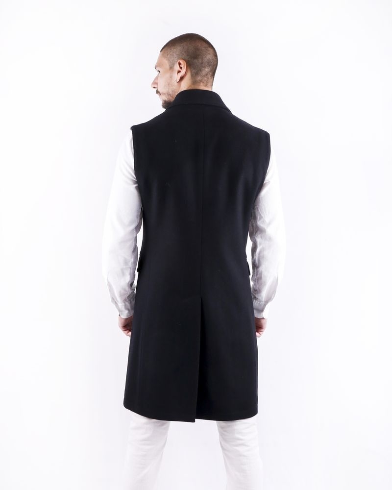 Manteau sans manches en laine noir Ly Adams 