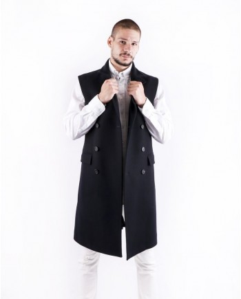 Manteau sans manches en laine noir Ly Adams 