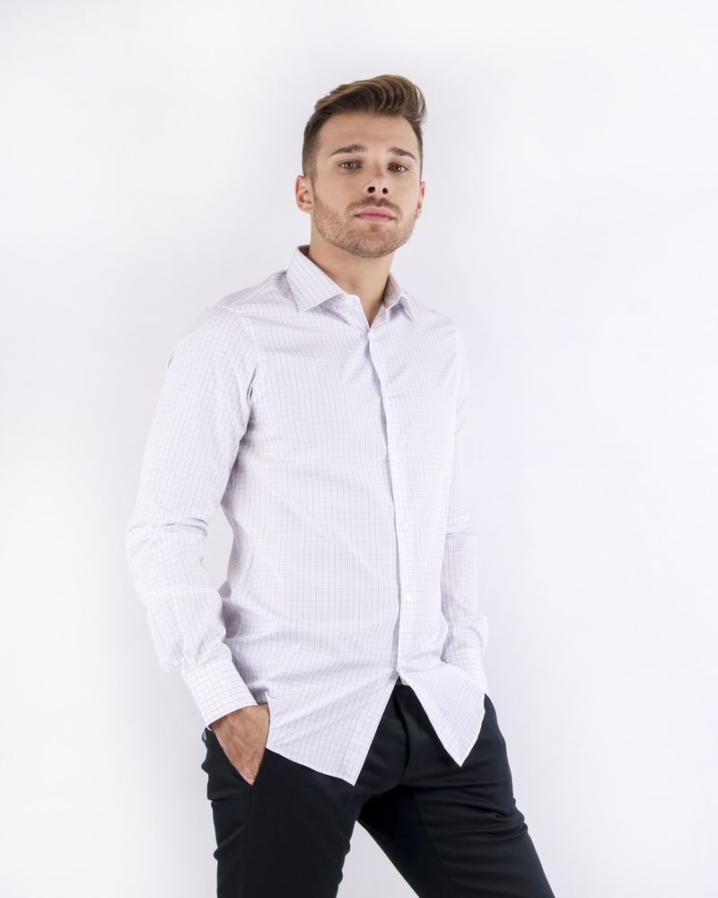 Chemise en coton blanc à carreaux Pal Zileri 