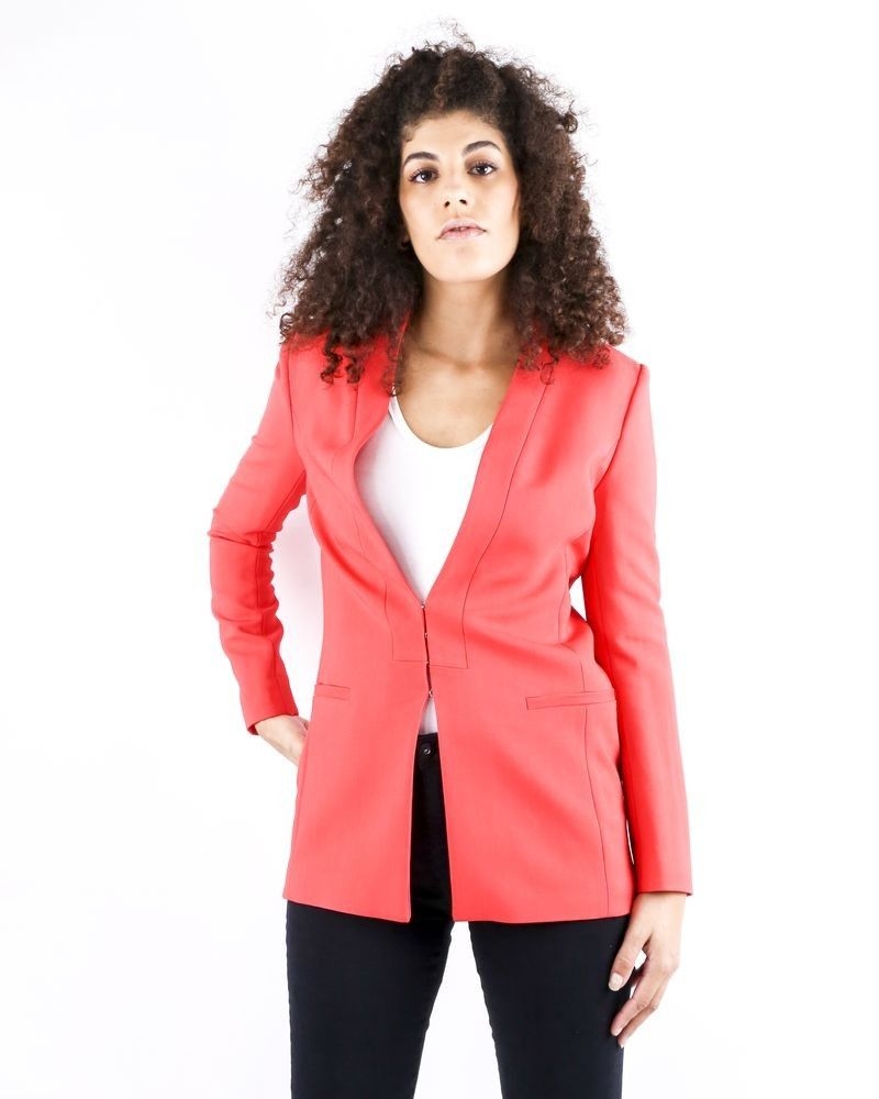 Veste mi longue en crêpe rouge Elisabetta Franchi 