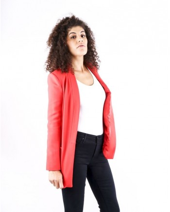 Veste mi longue en crêpe rouge Elisabetta Franchi 