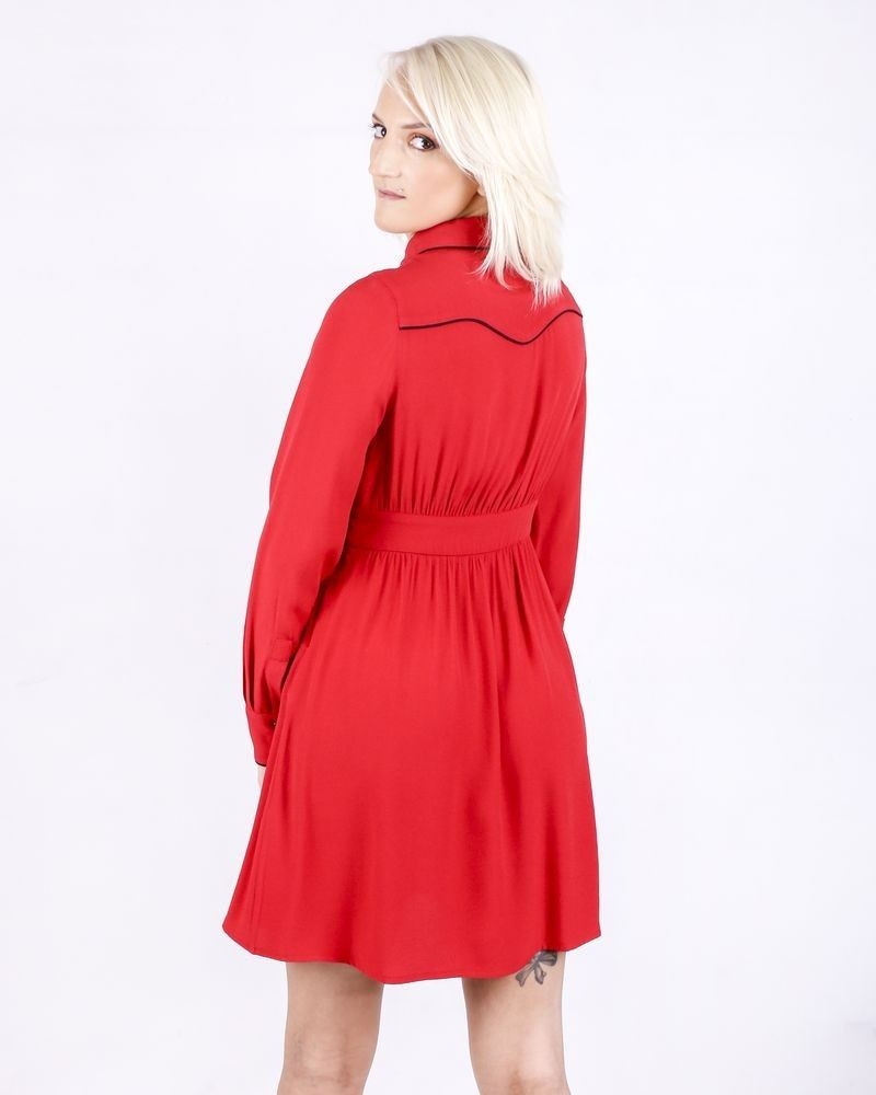 Robe chemisier en crêpe rouge Momoni 