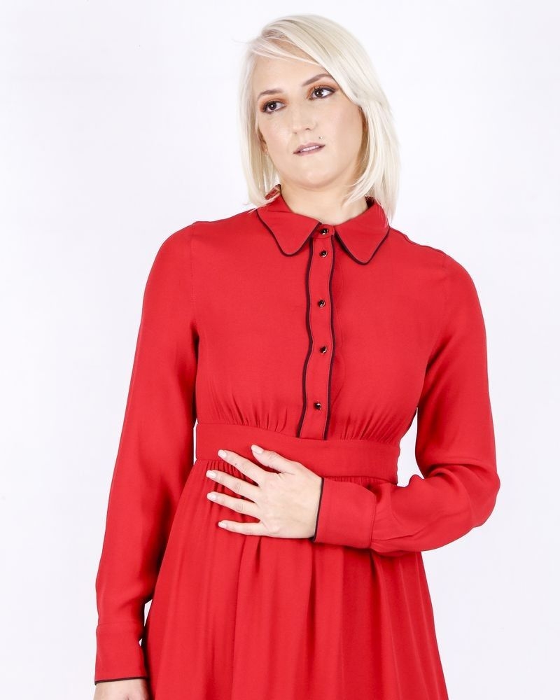 Robe chemisier en crêpe rouge Momoni 