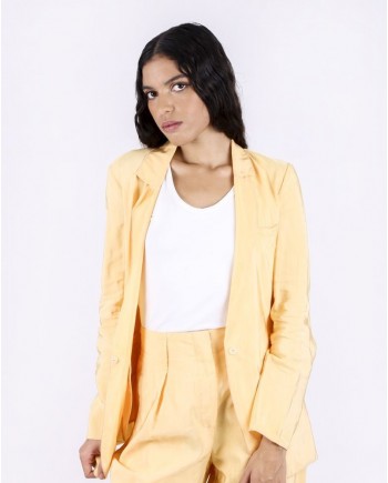 Veste de tailleur en lin gaufré jaune Forte Forte 