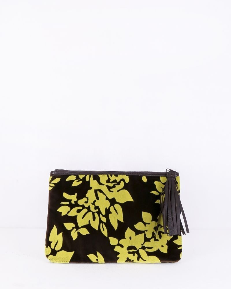 Pochette en velours bicolore fleurie Mary Katrantzou 