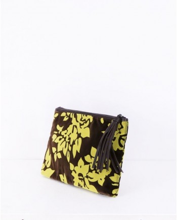 Pochette en velours bicolore fleurie Mary Katrantzou 