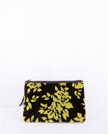 Pochette en velours bicolore fleurie Mary Katrantzou 