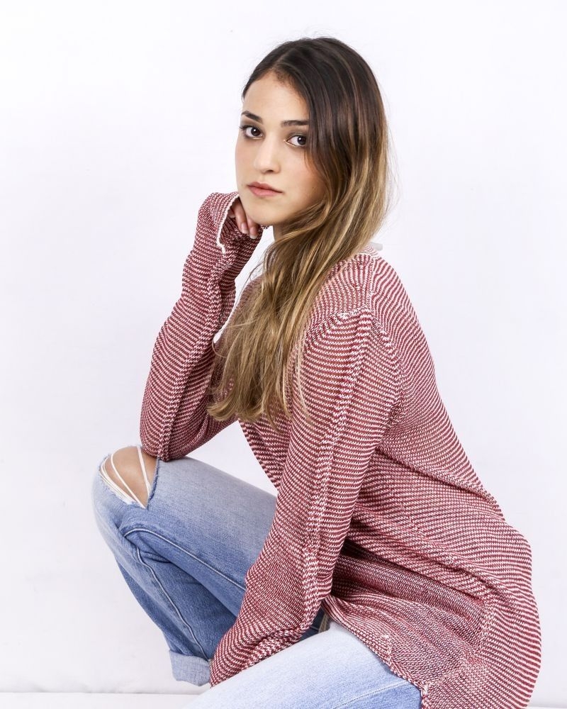 Pull oversize en coton rayé rouge Lost & Found 