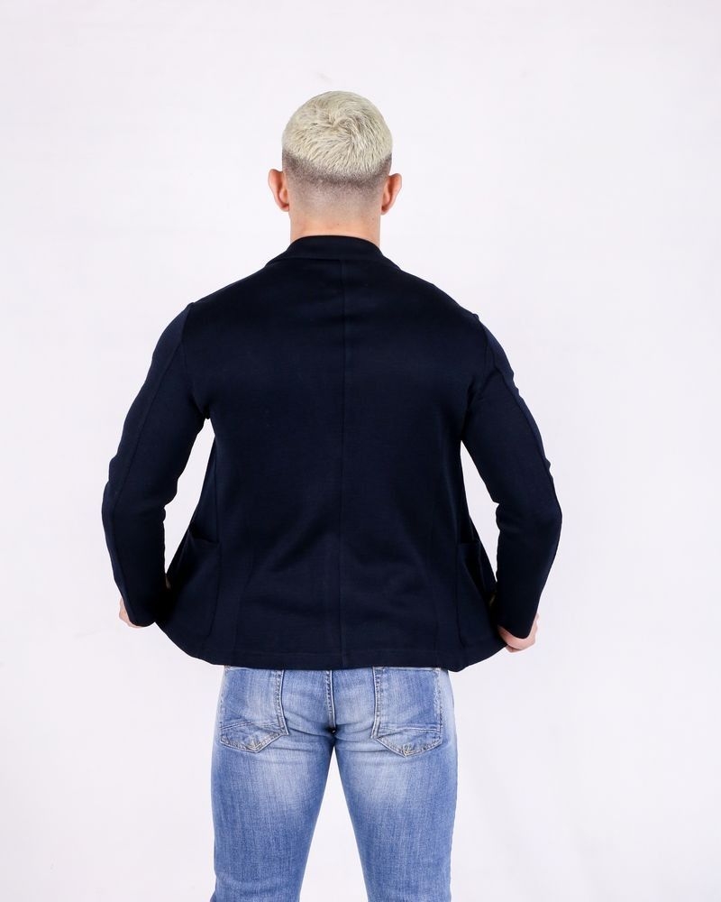 Blazer bleu cintré en laine Woolgroup 