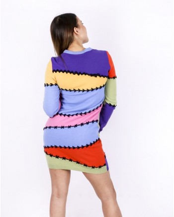 Robe façon patchwork en cachemire multicolore Moschino 