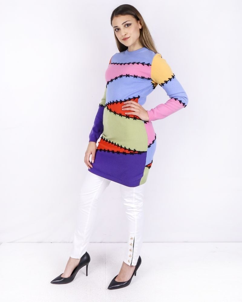 Pull façon patchwork en cachemire multicolore Moschino 